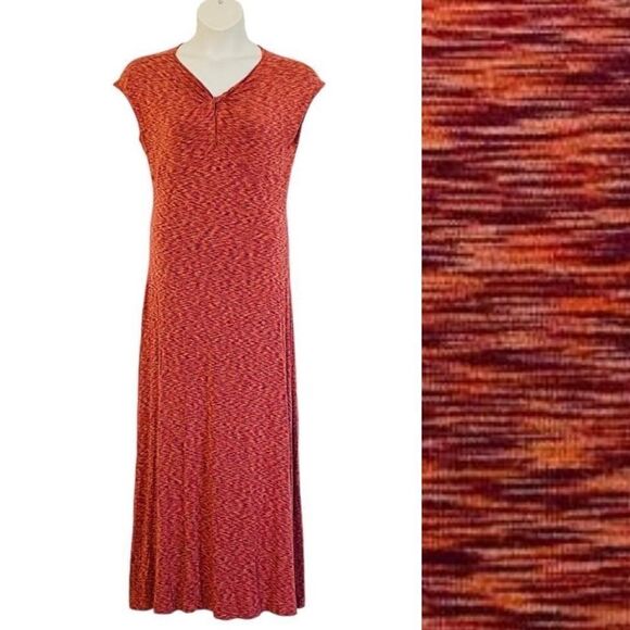 BOB STORE Brazil Melange Knit Short Sleeve Twist Front Midi Dress Sz M - Picture 1 of 13